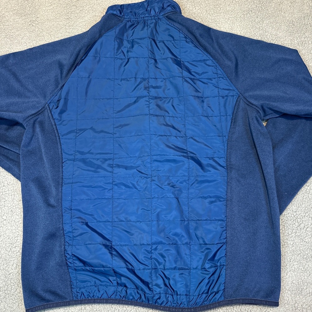 Orvis Men's Quilted Jacket Large Blue Full Zip‎ Mixed Media Lightweight Outdoor